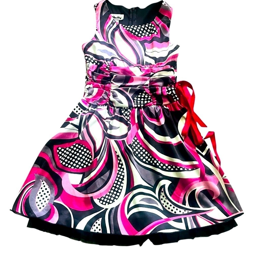 Philly any occasion dress 7 sleeveless scooped neck ruffles ruched waist lining - Picture 3 of 15